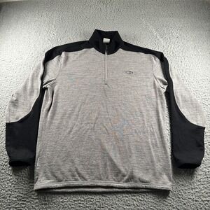 Icebreaker Sweater Mens XL 320 Sport Merino Quarter Zip Gray Black Pullover